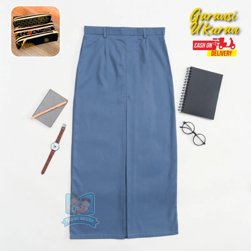Image of Rok Span SMA Abu-Abu Bahan Nagata Drill Seragam Sekolah Premium - Gajah Mada Uniform