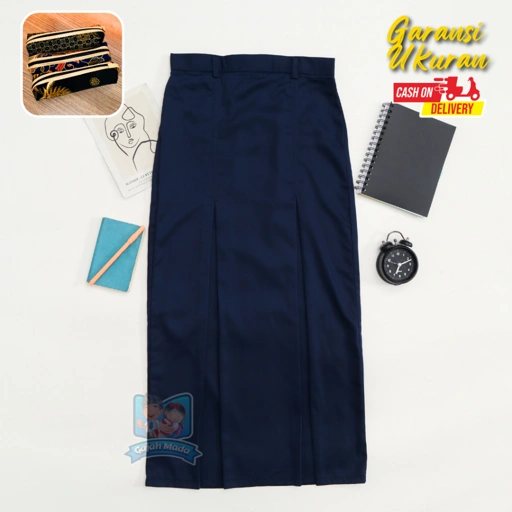 Image of Rok Span SMP Biru Dongker Bahan Nagata Drill Seragam Sekolah Premium - Gajah Mada Uniform