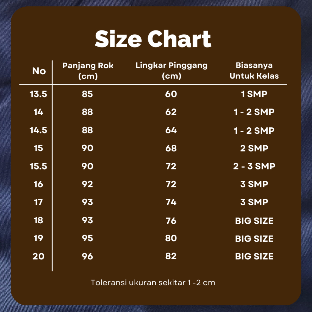 Rok Span SMP Biru Dongker