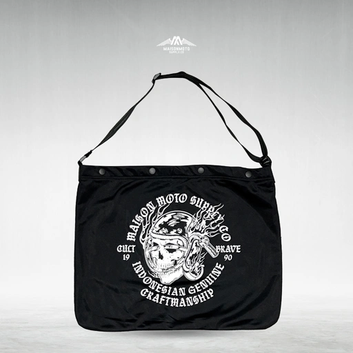 Image of Maisonmoto Supply - Helmet Bag - Skull Cult And Brave - Black