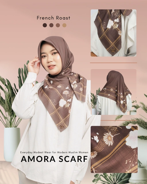 Image of Hijab Segi Empat Amora - Dark Brown ML