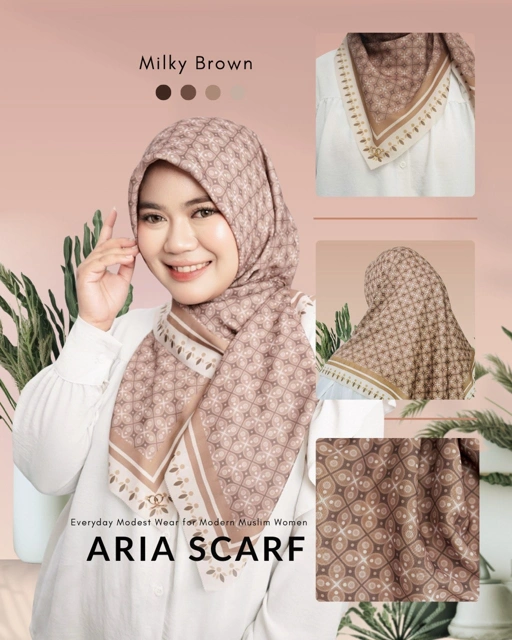 Image of Hijab Segi Empat Aria - Miky Brown ML