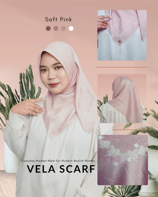 Image of Hijab Segi Empat Vela - Soft Pink ML