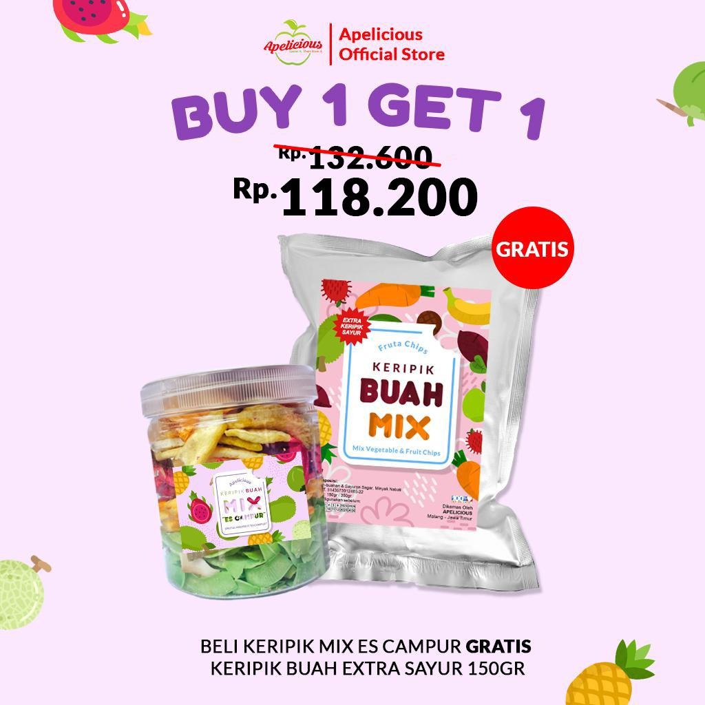 APELICIOUS [GRATIS MIX BUAH EXTRA SAYUR 150g] Keripik Mix S Teler Durian / Keripik Mix S Campur