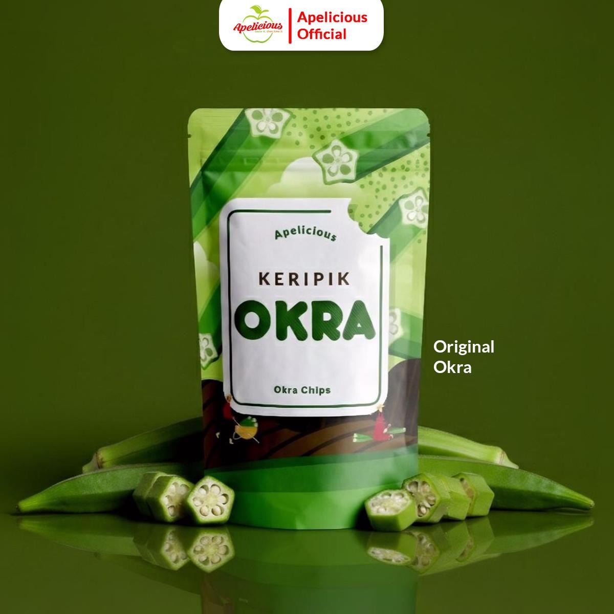 APELICIOUS KERIPIK OKRA  RENYAH 40gr Okra Chips Special Edition ,- Keripik Okra Pedas, Spicy Truffle, Original Food, Snack, Kripik,