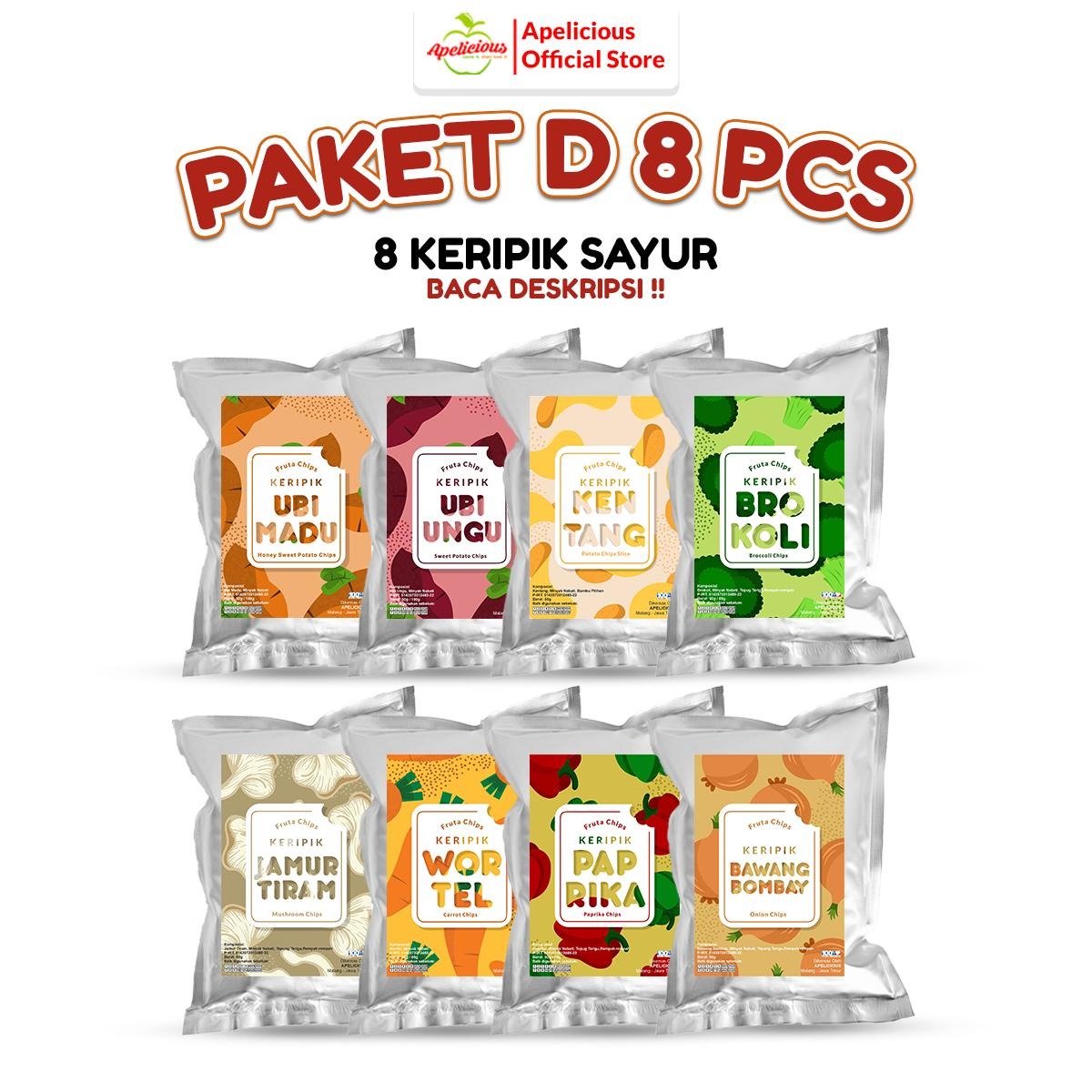 APELICIOUS BARU Paket HEMAT 8pcs KERIPIK (Buah, Sayur, KRUPUK Buah) - Kripik, Snack, Food, Makanan