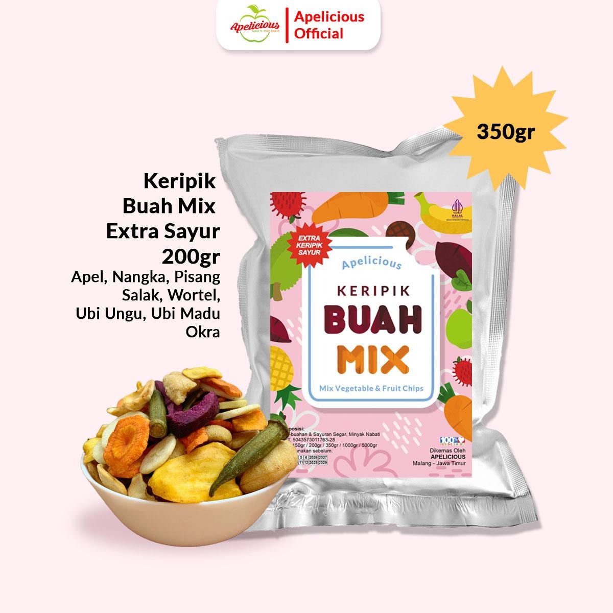 APELICIOUS KERIPIK BUAH KERING MIX EXTRA KERIPIK SAYUR 350g / 200g ,-  Snack Chips Kripik Food Nangka