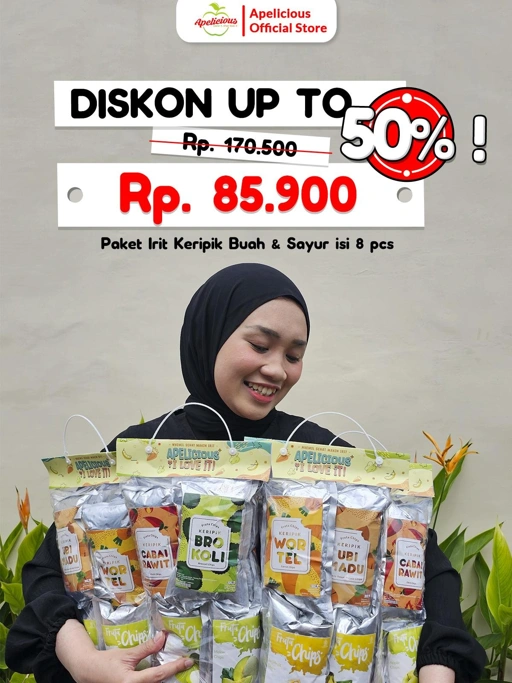 Image of APELICIOUS Paket Irit Keripik Buah dan Sayur Apelicious Isi 8pcs 35gr Nangka, Wortel, Brokoli, Cabai Rawit - Food, Snack