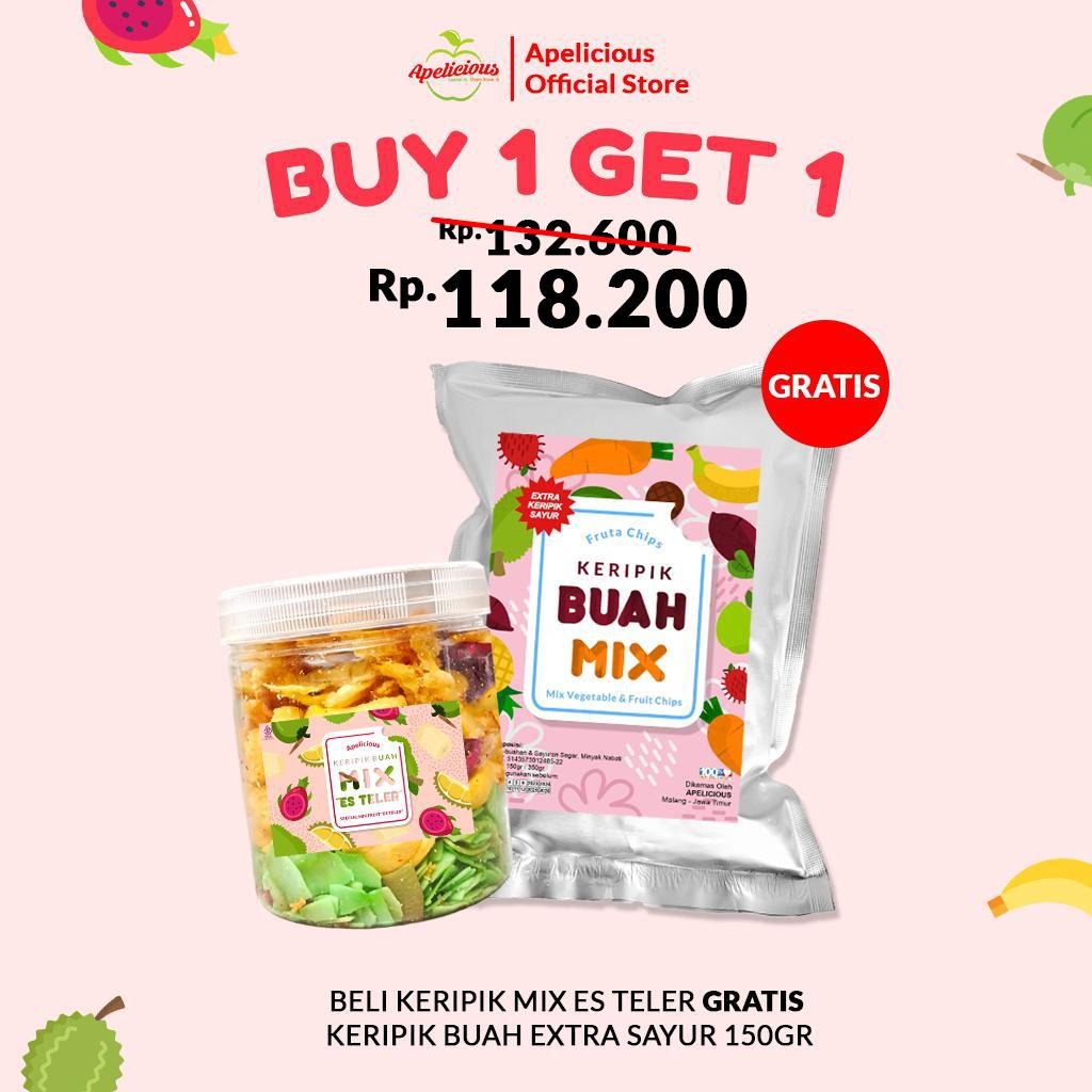 APELICIOUS [GRATIS MIX BUAH EXTRA SAYUR 150g] Keripik Mix S Teler Durian / Keripik Mix S Campur