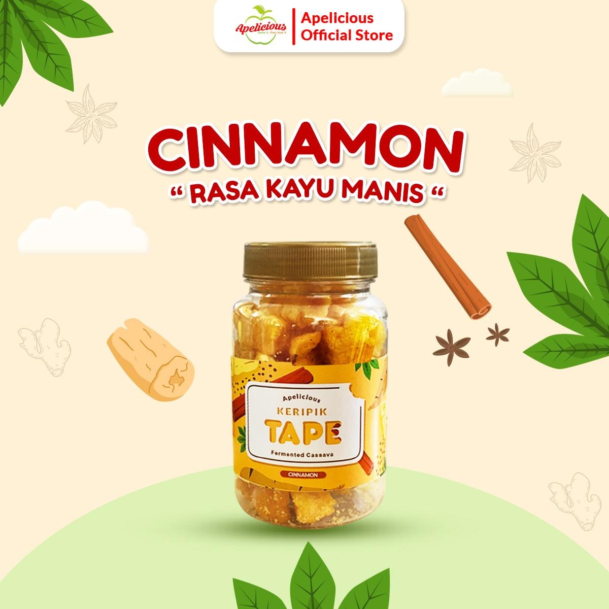 APELICIOUS SIMPLE CHIPS KERIPIK TAPE /GINGER / CINNAMON, Food Snacks Camilan Singkong Cemilan Crispy Jajanan