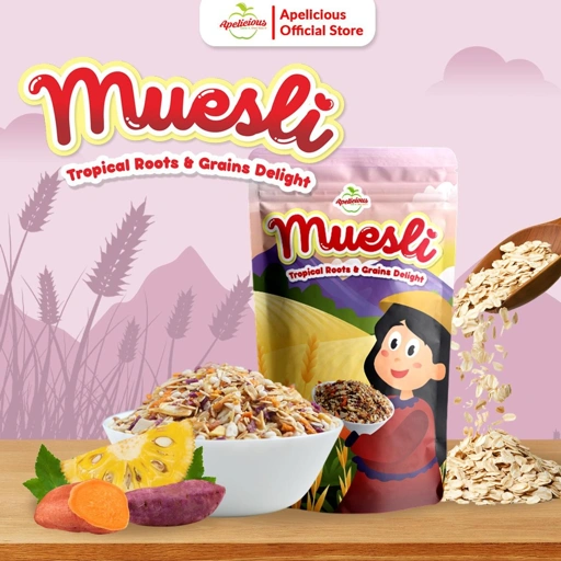 Image of Apelicious Muesli Tropical Roots & Grains Delight Sereal Sarapan ,-  Food Granola Oatmeal
