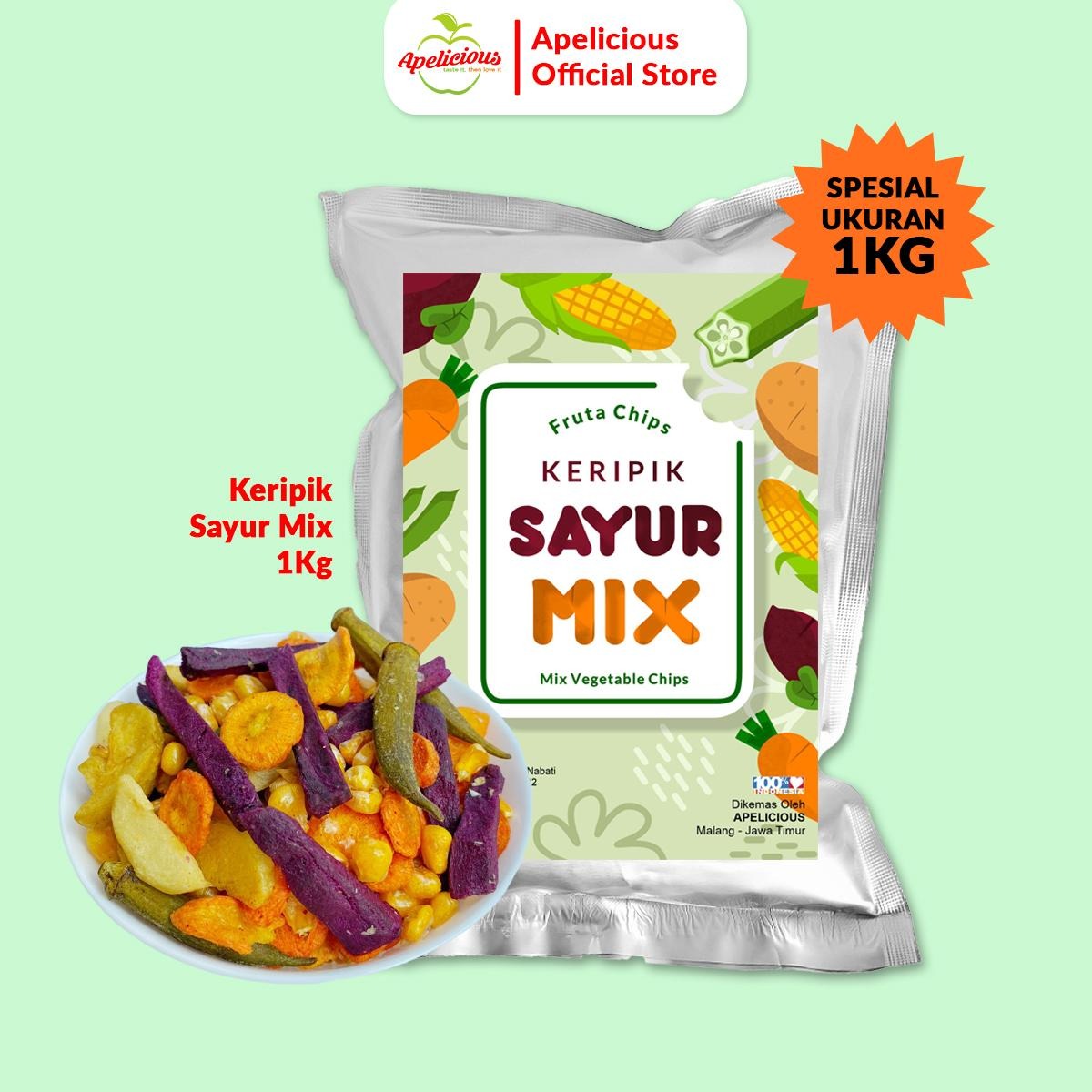 APELICIOUS KERIPIK BUAH MIX EXTRA KERIPIK SAYUR / KERIPIK BUAH MIX / KERIPIK SAYUR MIX 1KG - Food, Kripik, Camilan, Chips, Kering Kripik Sayur Mix 1kg