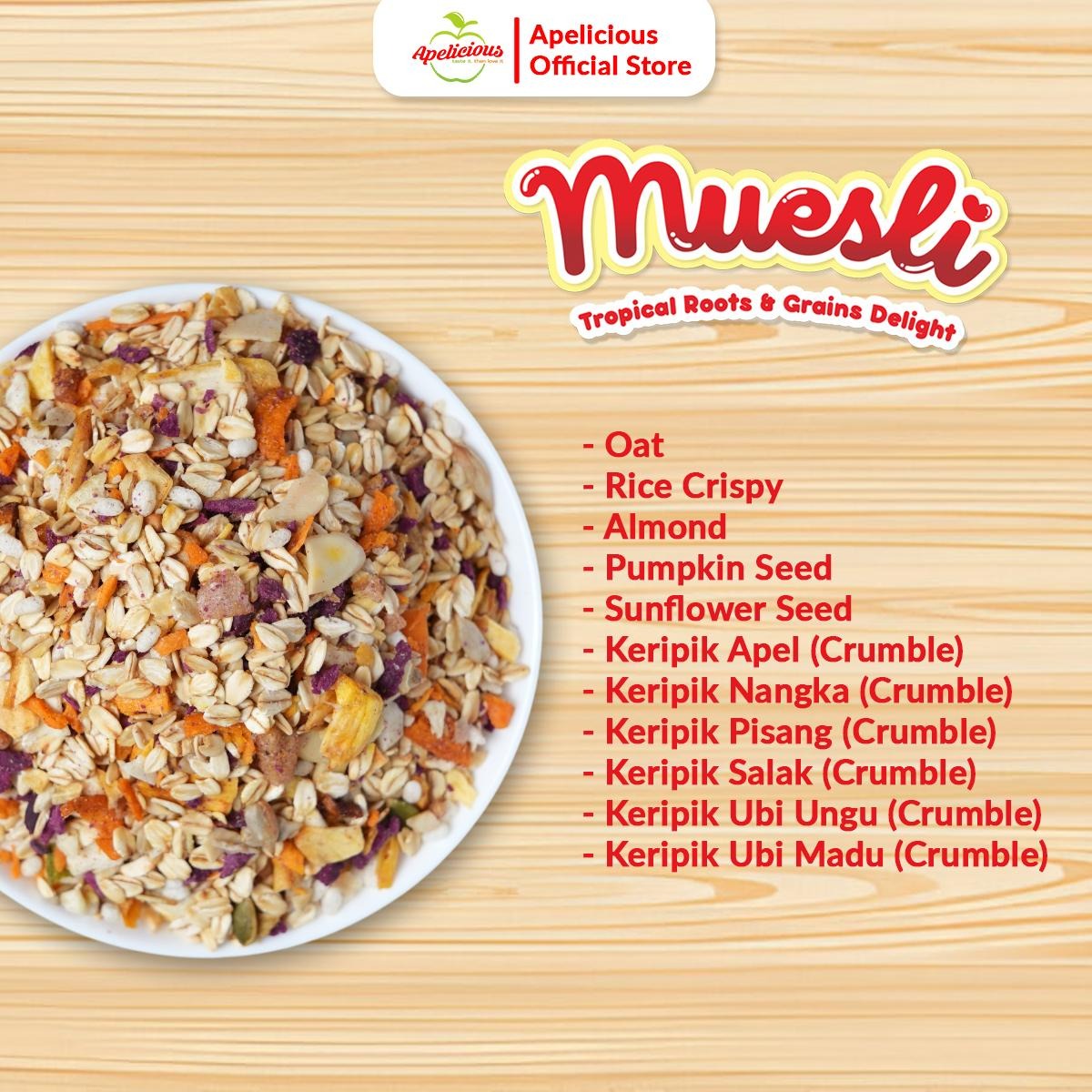 Apelicious Muesli Tropical Roots & Grains Delight Sereal Sarapan ,-  Food Granola Oatmeal