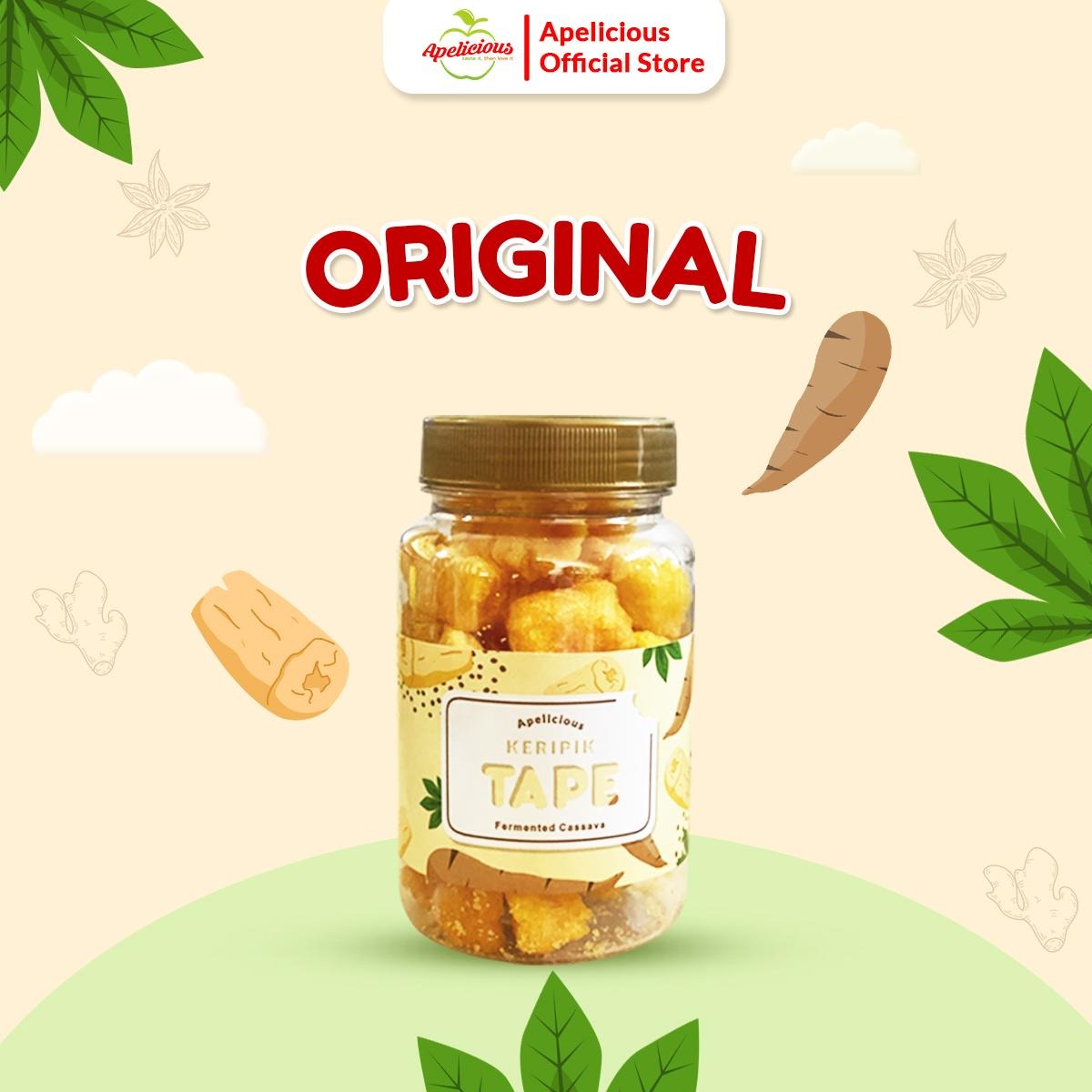 APELICIOUS SIMPLE CHIPS KERIPIK TAPE /GINGER / CINNAMON, Food Snacks Camilan Singkong Cemilan Crispy Jajanan