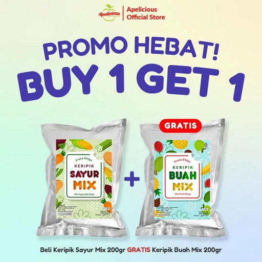 Image of Apelicious Keripik Sayur Mix Original 200gr / Keripik Buah Mix 200gr + GRATIS Keripik Nangka 200gr / GRATIS Keripik Mix Buah 200gr / GRATIS Keripik Apel 200gr - Food, Manis