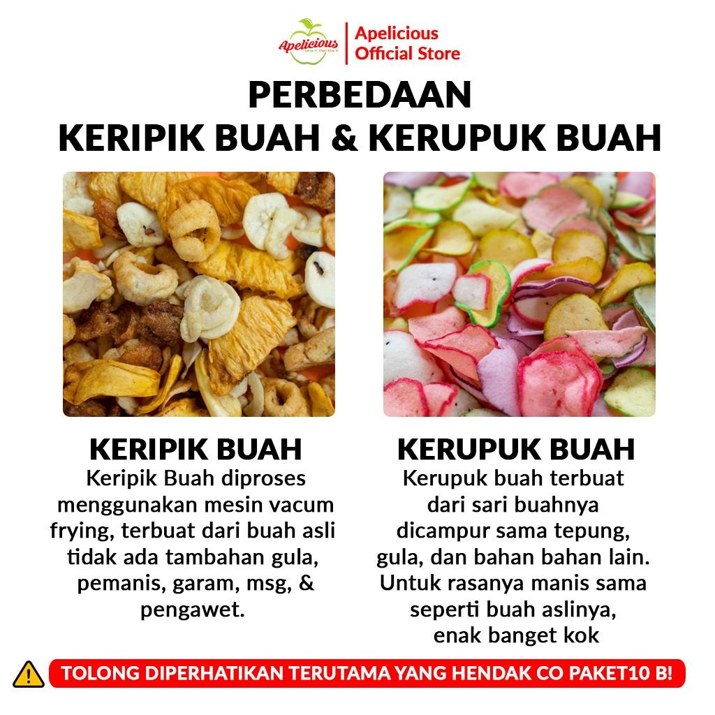 APELICIOUS BARU Paket HEMAT 8pcs KERIPIK (Buah, Sayur, KRUPUK Buah) - Kripik, Snack, Food, Makanan