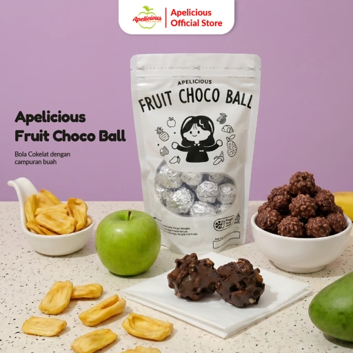 Image of APELICIOUS FRUIT CHOCO BALL BOLA COKLAT BUAH BUAHAN ,-  Chocolate Food Coklat Sweet Cemilan Snack Cokelat