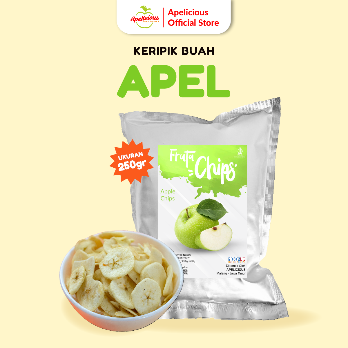 APELICIOUS KERIPK SAYUR MIX ORIGINAL 250g + KERIPIK BUAH MIX 250gr GRATIS KERIPIK APEL 250gr - Food, Snack