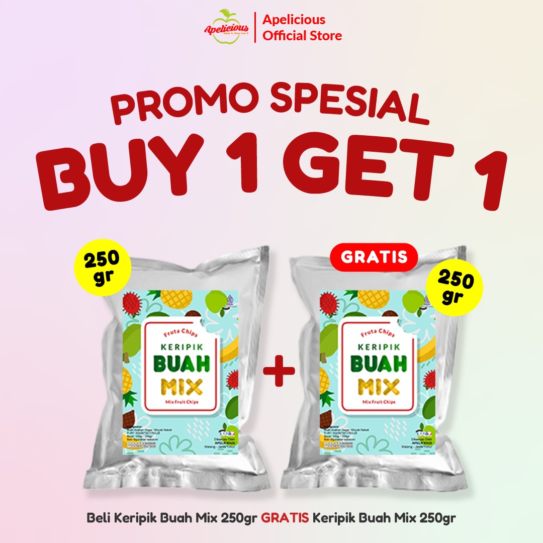 [SPESIAL] Apelicious Keripik Sayur Mix Original 250gr / Keripik Buah Mix 250gr + GRATIS Keripik Nangka 250gr / GRATIS Keripik Mix Buah 250gr / GRATIS Keripik Apel 250gr - Food, Manis