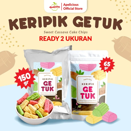 APELICIOUS Keripik Getuk / Keripik Gethuk Lindri Renyah | Keripik Singkong Gethuk Tradisional | Camilan Khas Indonesia