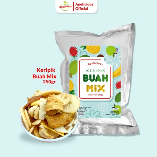 Image of APELICIOUS KERIPIK BUAH MIX 250gr Isi 6 Keripik Buah Kering Apel Nangka Pisang  ,-  Cemilan Chips Camilan Snack Food