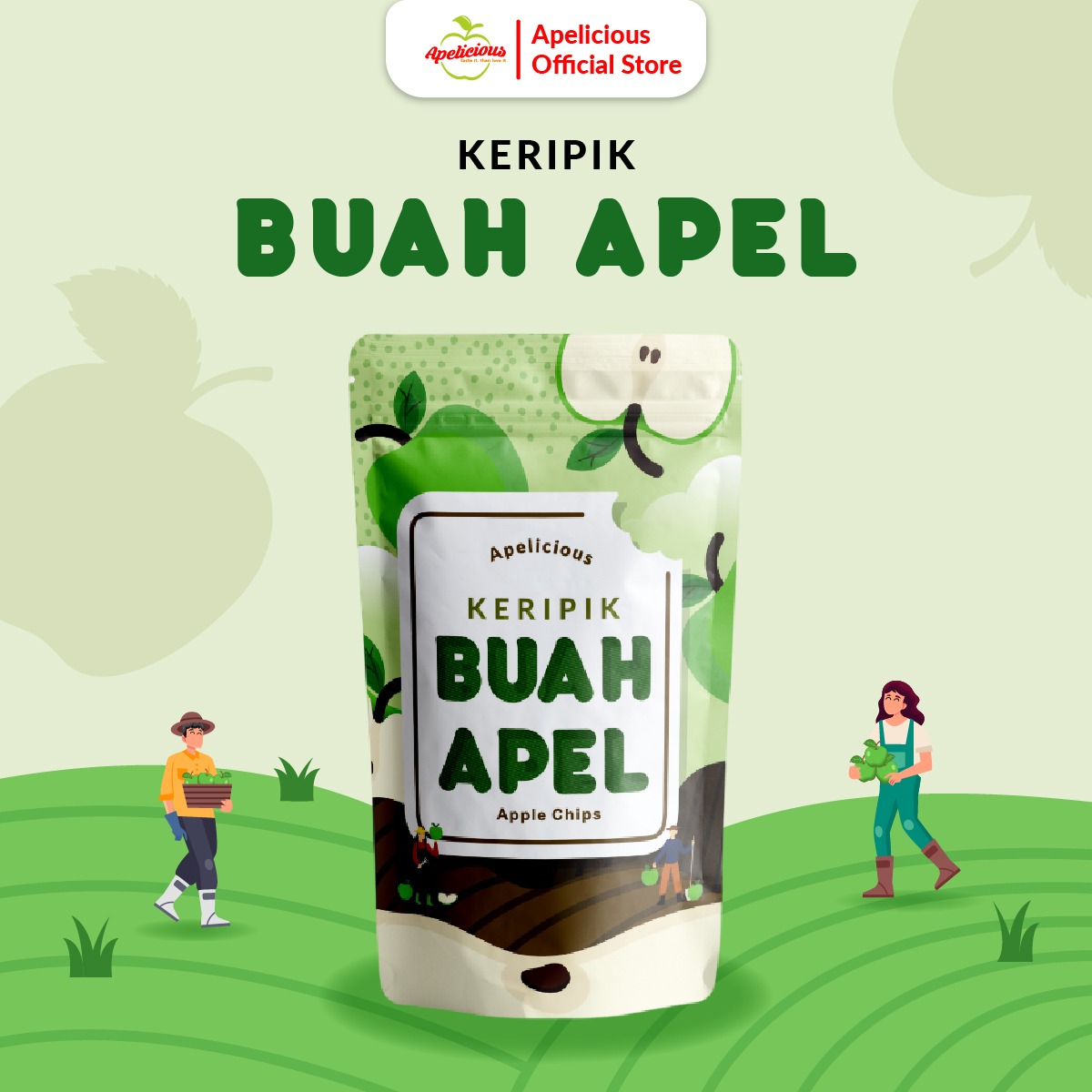 APELICIOUS Keripik Buah Apel A+ 50gr Eksklusif Printing