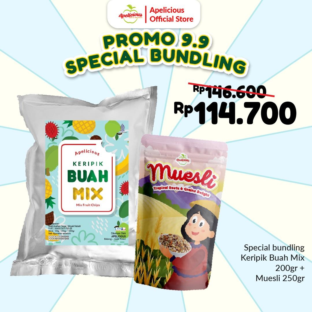 [Apelicious PAYDAY SPECIAL BUNDLING] APELICIOUS Bundling Keripik Buah Extra Sayur 200gr + Gemooy Coklat 100gr,-   Kering, Cemilan, Chips