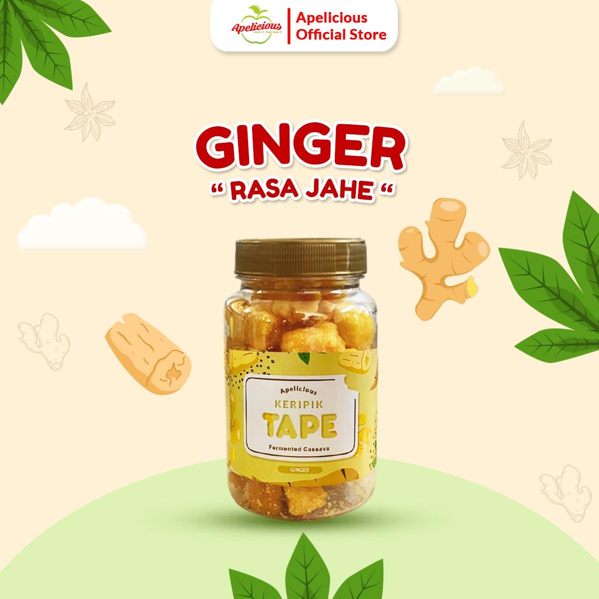 APELICIOUS SIMPLE CHIPS KERIPIK TAPE /GINGER / CINNAMON, Food Snacks Camilan Singkong Cemilan Crispy Jajanan