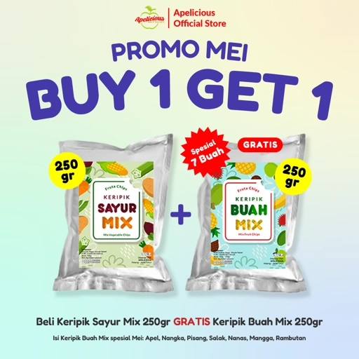 Image of [SPESIAL] Apelicious Keripik Sayur Mix Original 250gr / Keripik Buah Mix 250gr + GRATIS Keripik Nangka 250gr / GRATIS Keripik Mix Buah 250gr / GRATIS Keripik Apel 250gr - Food, Manis
