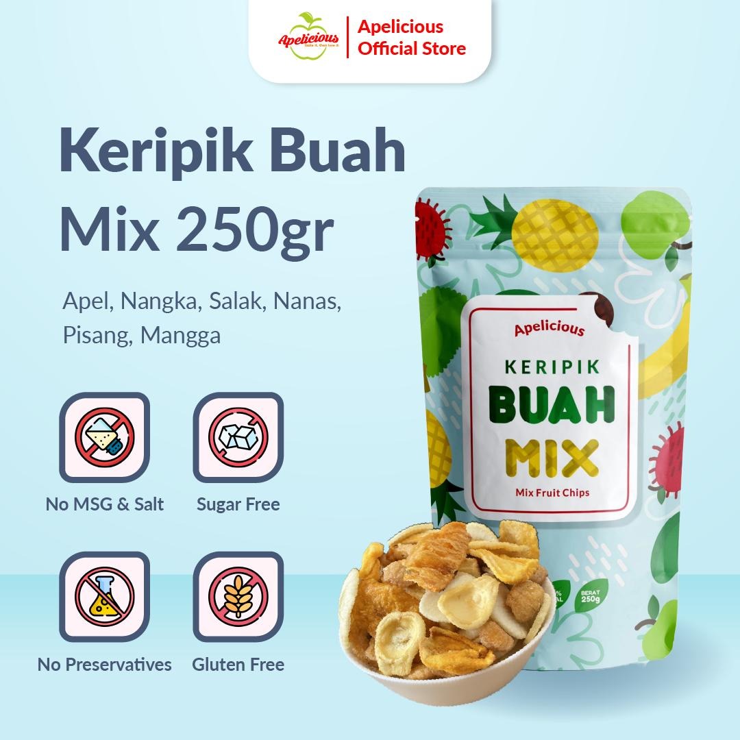 APELICIOUS KERIPIK BUAH SAYUR MIX 250gr standing pouch ,- Food Snack Crispy Kering