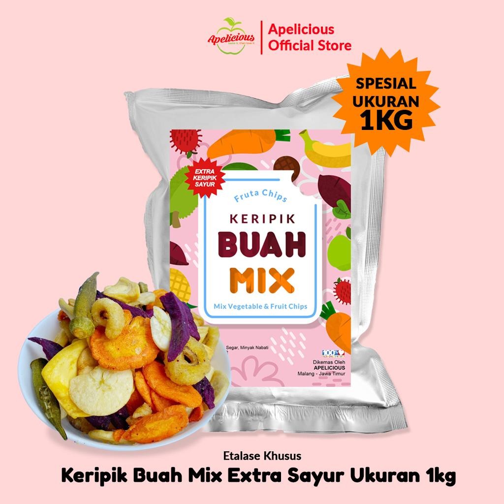 APELICIOUS KERIPIK BUAH MIX EXTRA KERIPIK SAYUR / KERIPIK BUAH MIX / KERIPIK SAYUR MIX 1KG - Food, Kripik, Camilan, Chips, Kering Kripik Sayur Mix 1kg