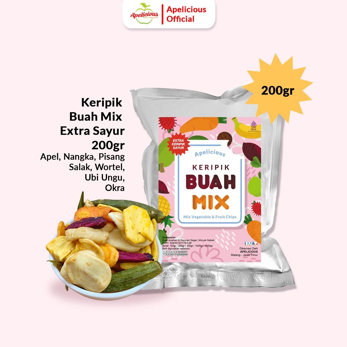 APELICIOUS KERIPIK BUAH KERING MIX EXTRA KERIPIK SAYUR 350g / 200g ,-  Snack Chips Kripik Food Nangka