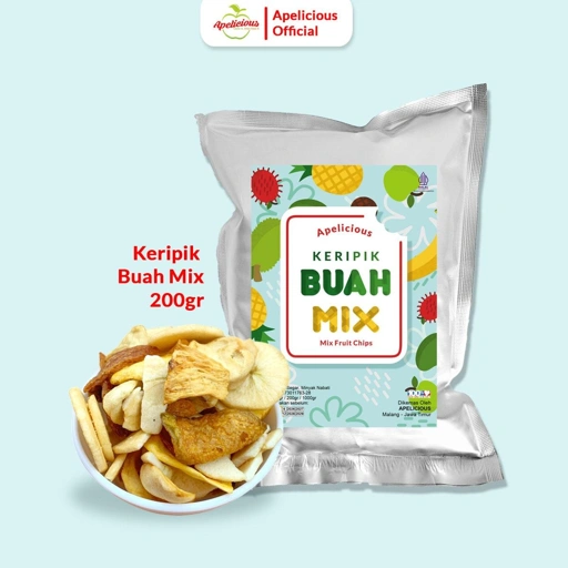 Image of APELICIOUS KERIPIK BUAH MIX 200gr Isi 5 Keripik Buah Kering Apel Nangka Pisang ,-  Cemilan Chips Camilan Snack Food