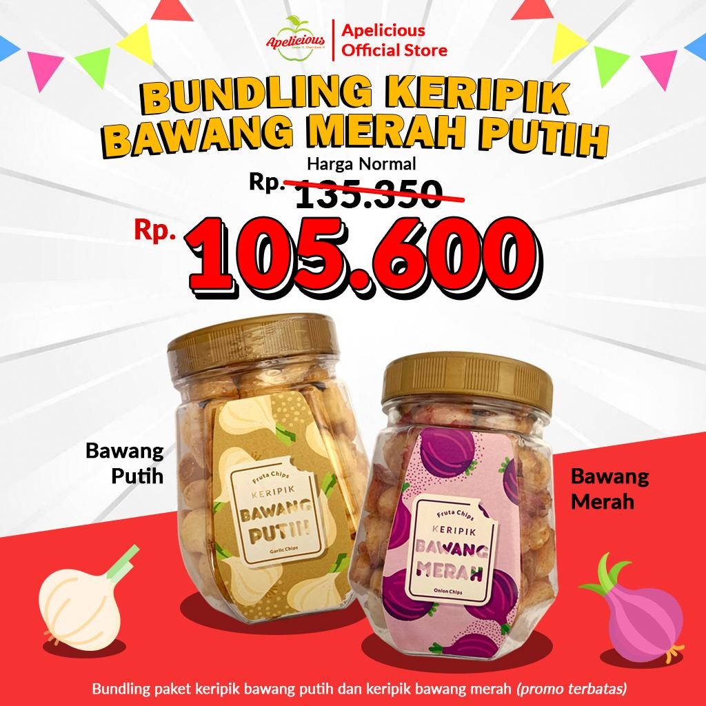 APELICIOUS BUNDLING KERIPIK BAWANG PUTIH + KERIPIK BAWANG MERAH - Food Snack Cemilan
