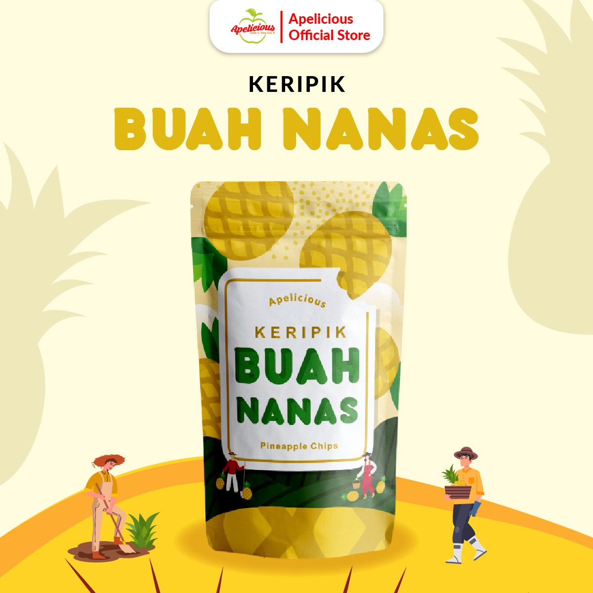 APELICIOUS Keripik Buah Nanas 50gr Eksklusif Printing 