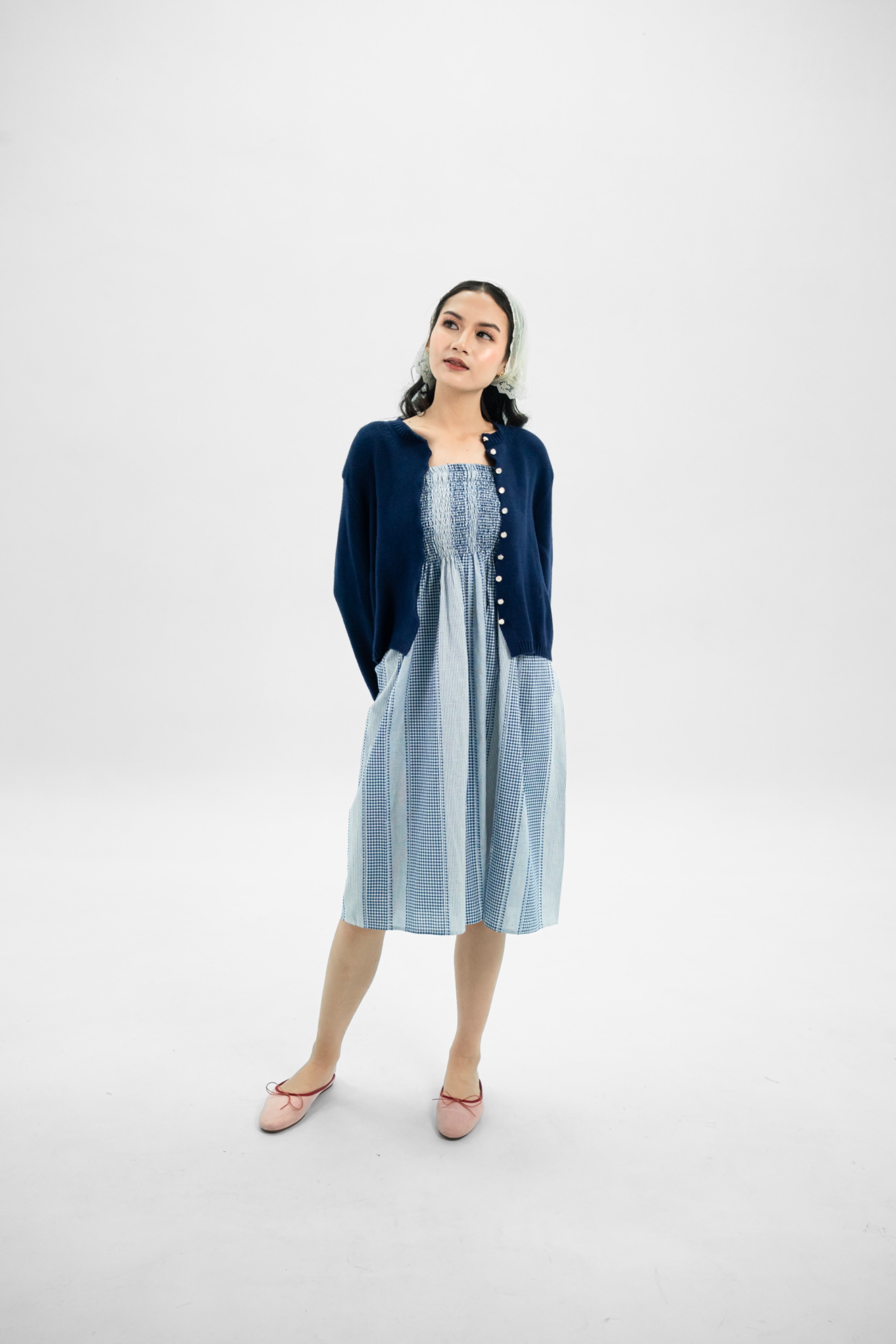 Sabine Smocked Skirt Glacier