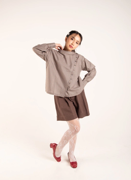 Image of Sora Top Gingham Long Sleeve