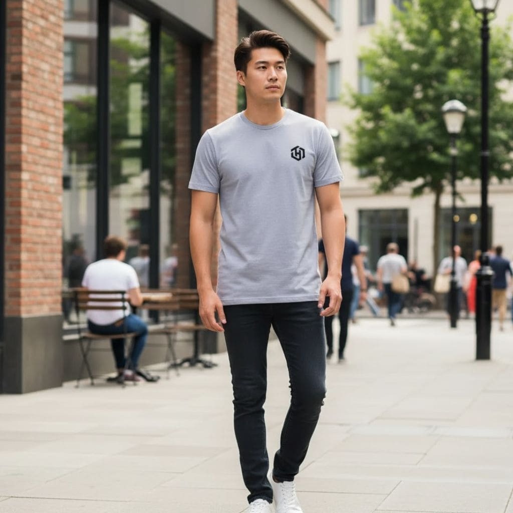 Basic Light Gray Shirt Short Sleeves