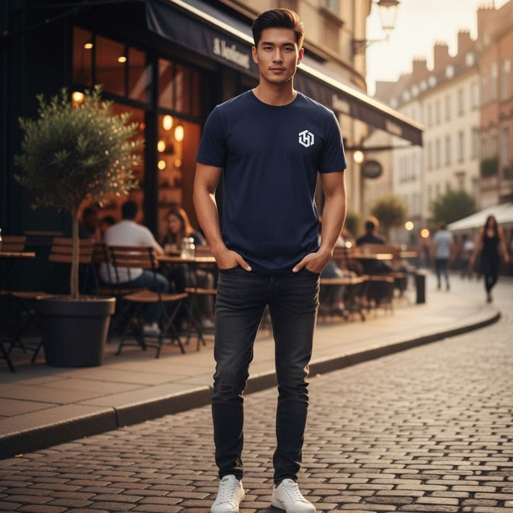 Basic Navy Shirt Short Sleeves