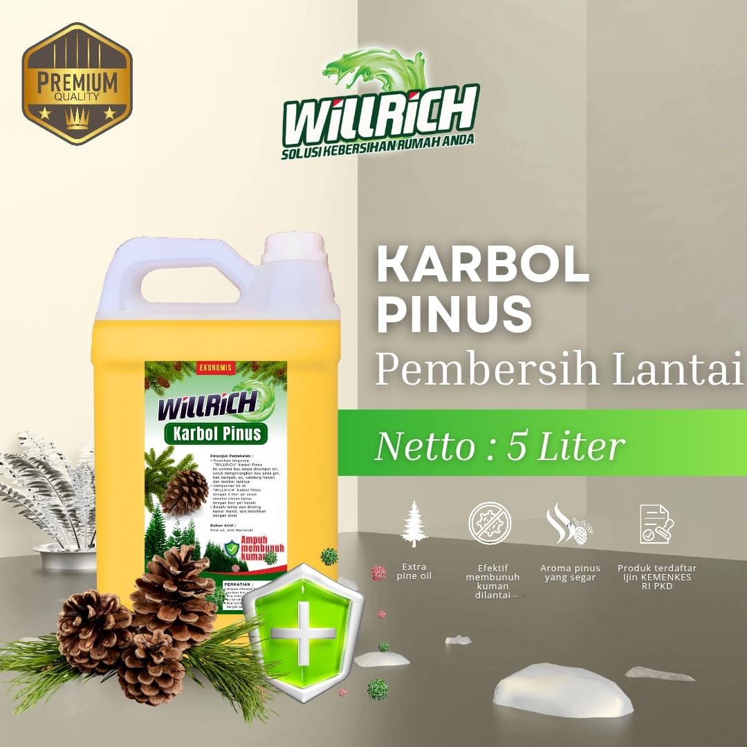 Karbol Pinus Wangi yang Segar kemasan 5 Liter