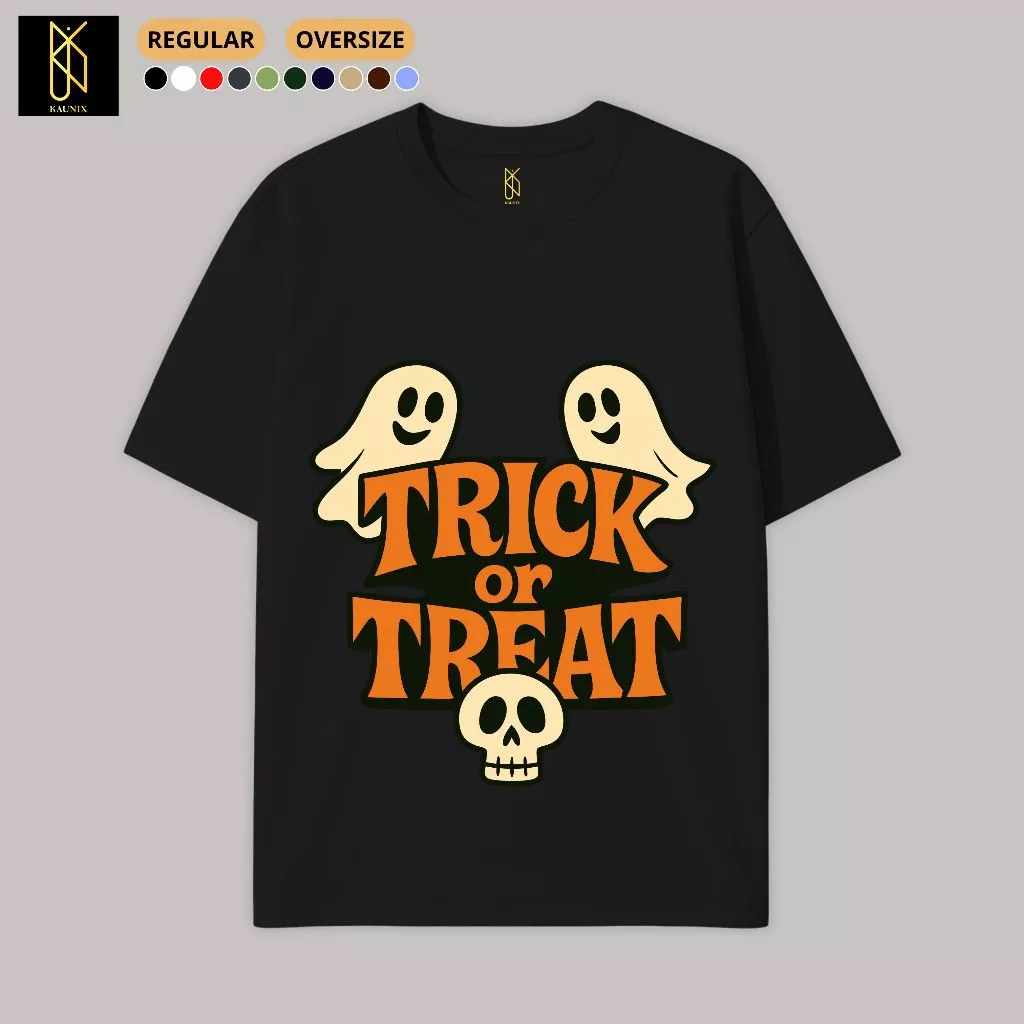 KAUNIX KAOS DEWASA Kaos Halloween (KH001)Pumpkin Labu Unisex Dewasa Cotton Combed 24s Trick or Treats Kostum