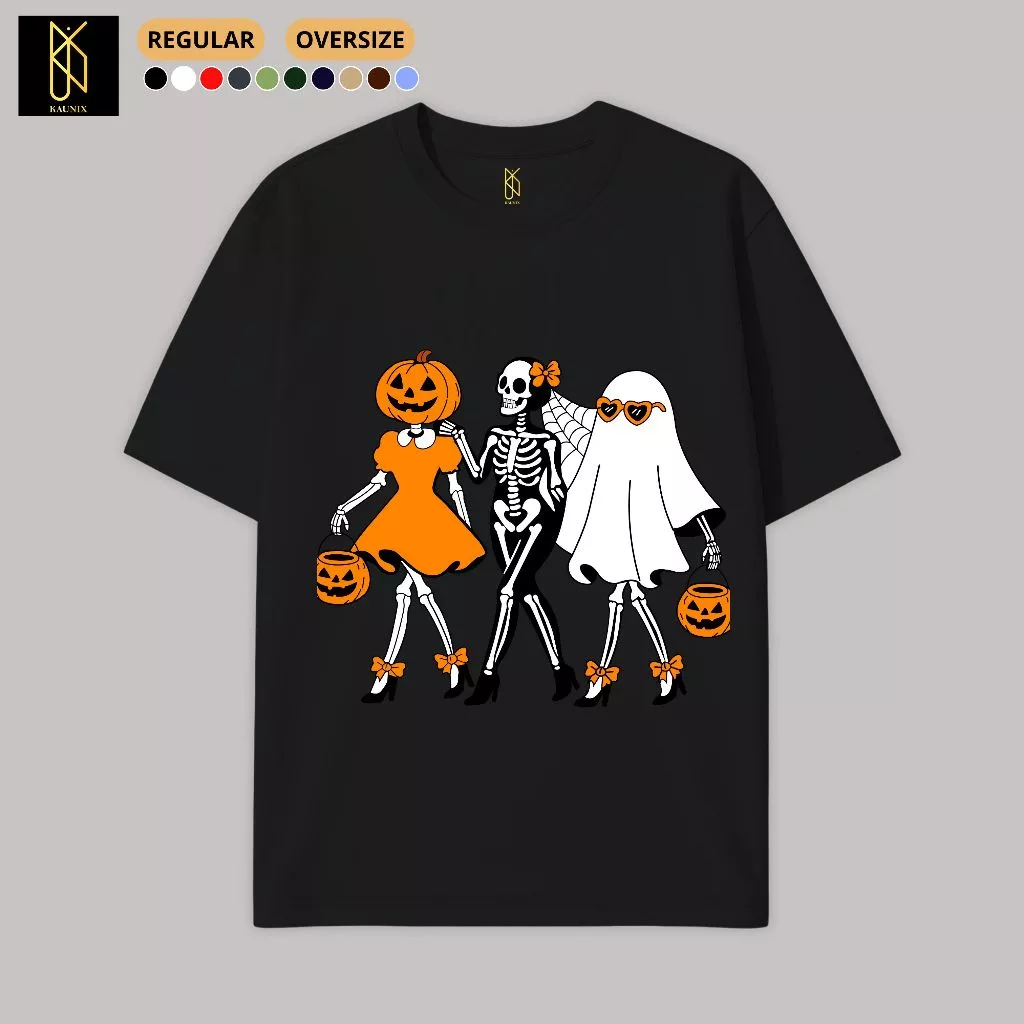 KAUNIX KAOS DEWASA(KH002)Kaos Halloween Kostum Unisex Oversize Terlaris 2025 Family Shirt Tengkorak