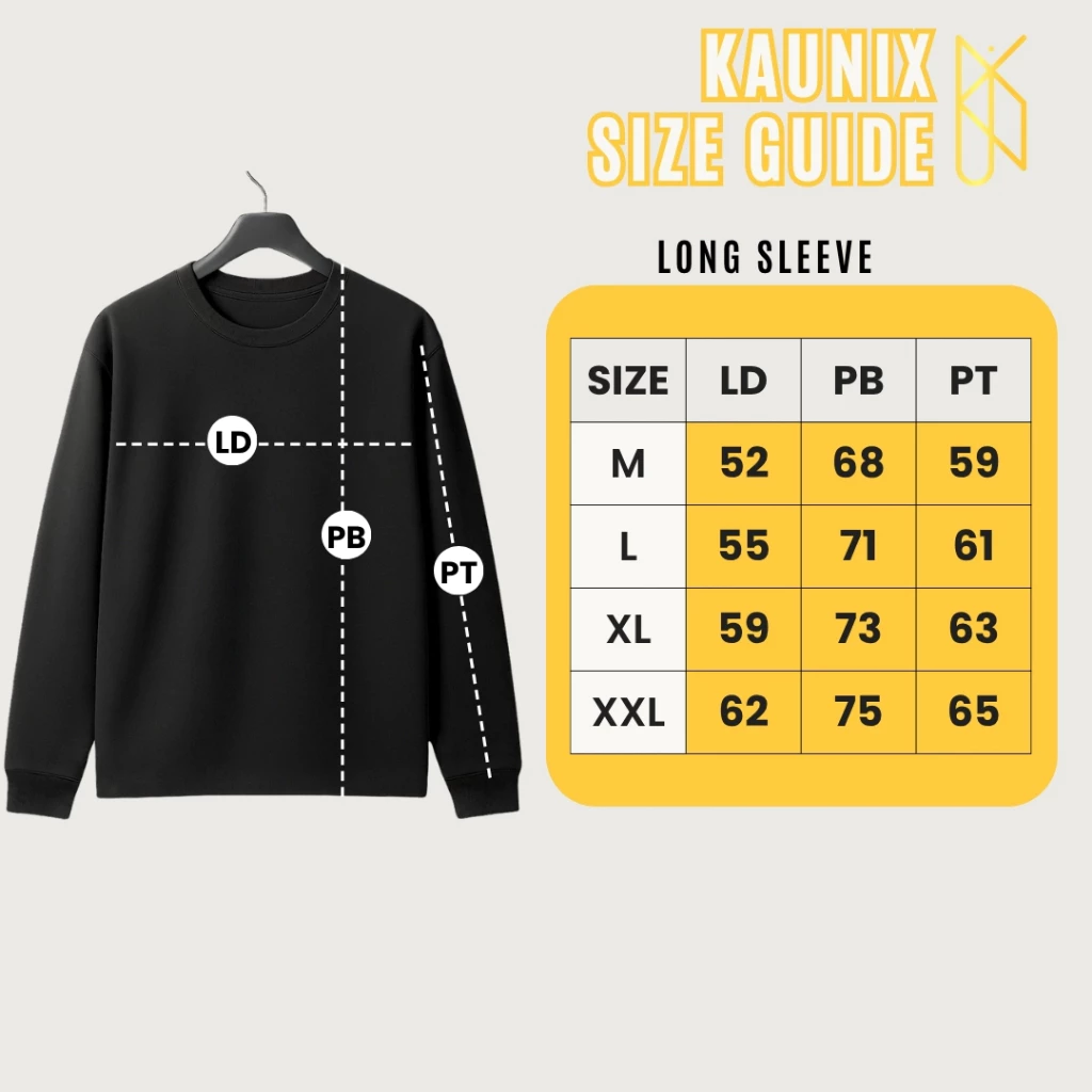 KAUNIX KAOS CUSTOM Design Lengan Panjang Hitam | Pria Wanita Premium Kaos 3D | T shirt Kaos Sablon