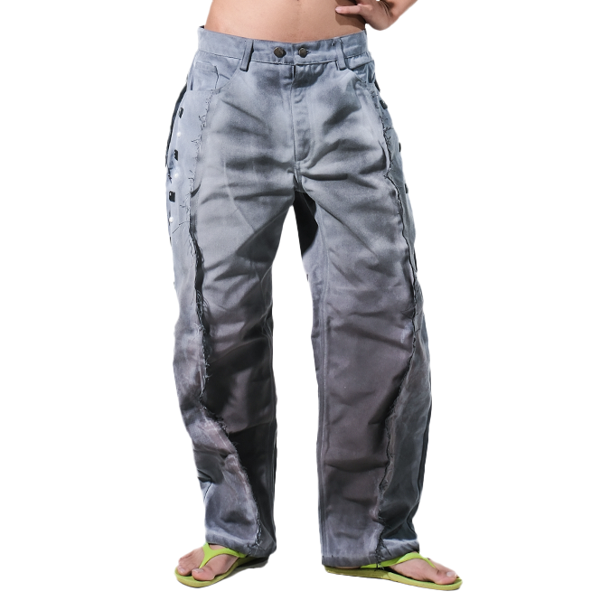 PUSS X BUTTON LIGHT GREY PANTS