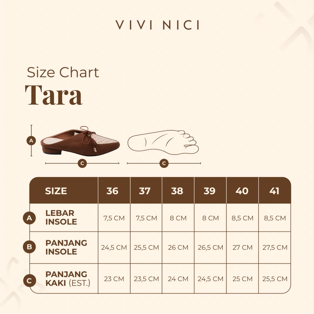 VIVI NICI - Tara Sepatu Mules Wanita Hak 2 Cm (Free Scarf)