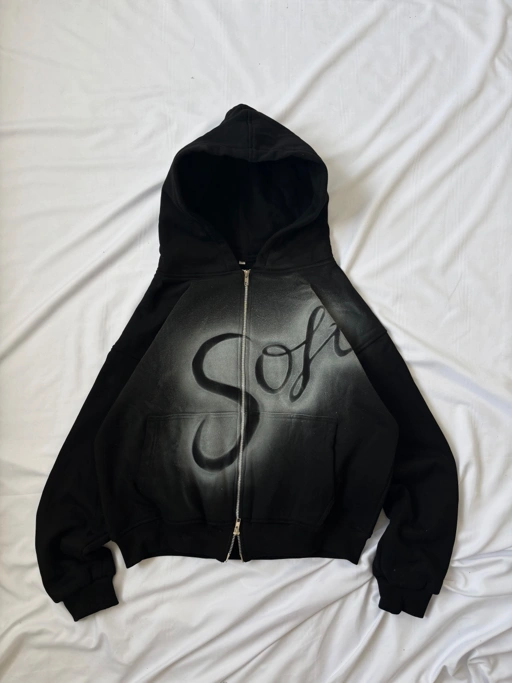 Image of [Pre - Order] SOFT Black Double Zipper Hoodie - MyInk