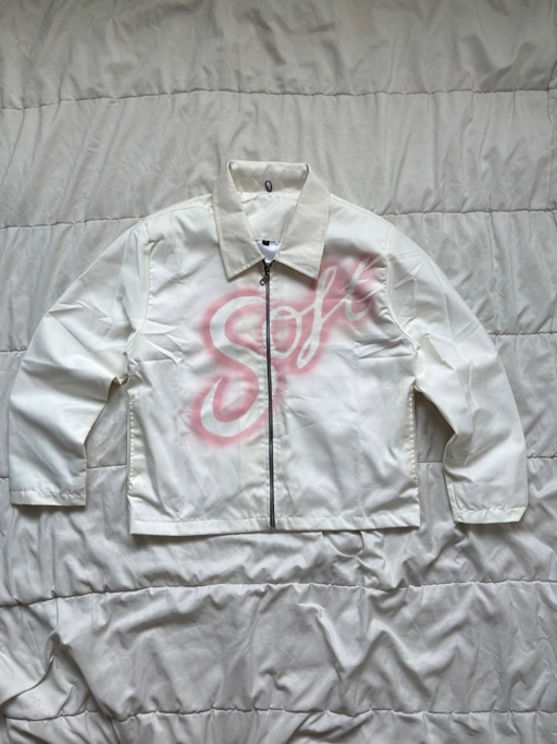 Image of [Pre-Order] Custom white work jacket LANY pink SOFT  - MyInk