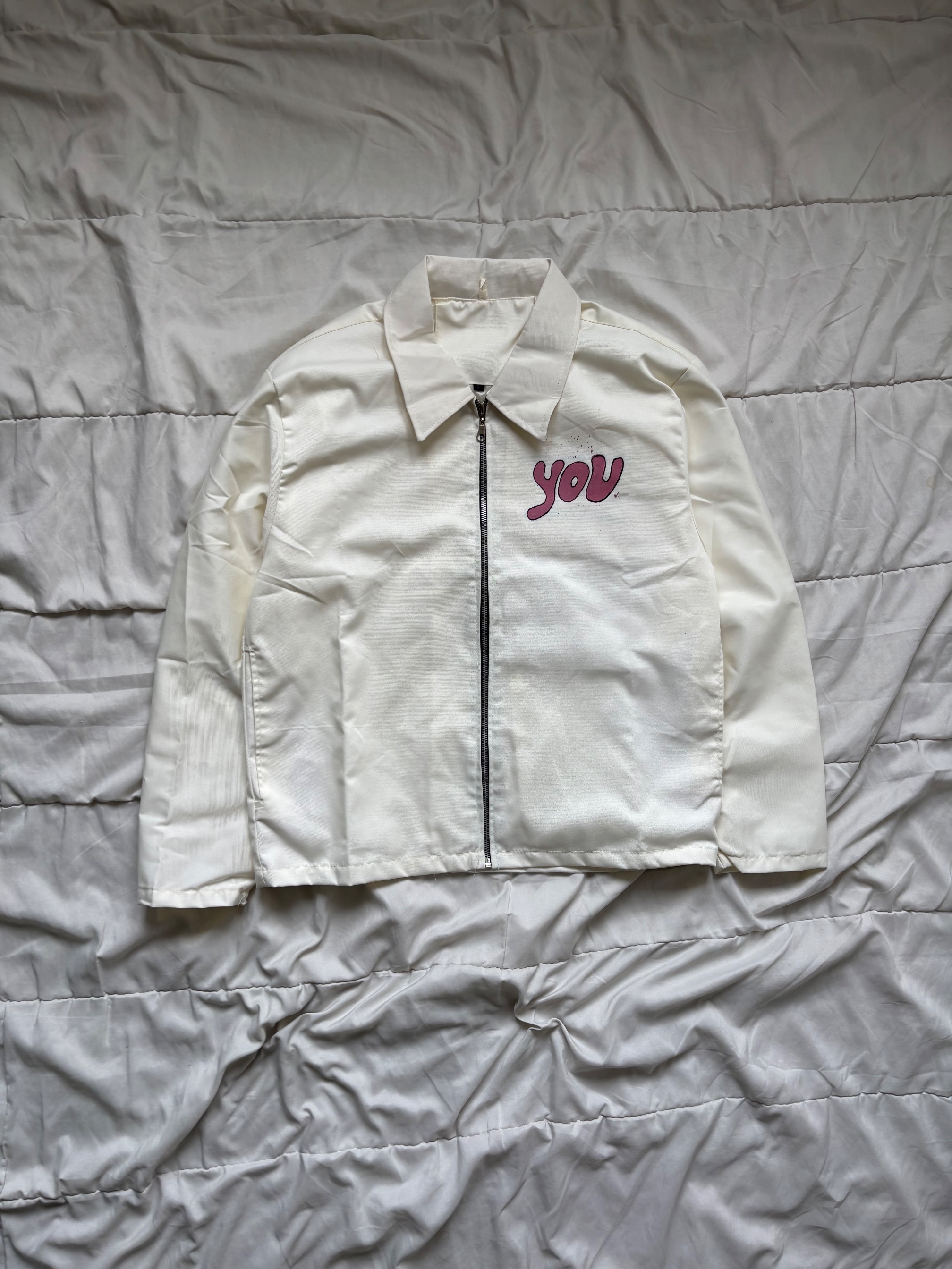 [Pre-Order] Custom Work Jacket White You Lany Pink - MyInk