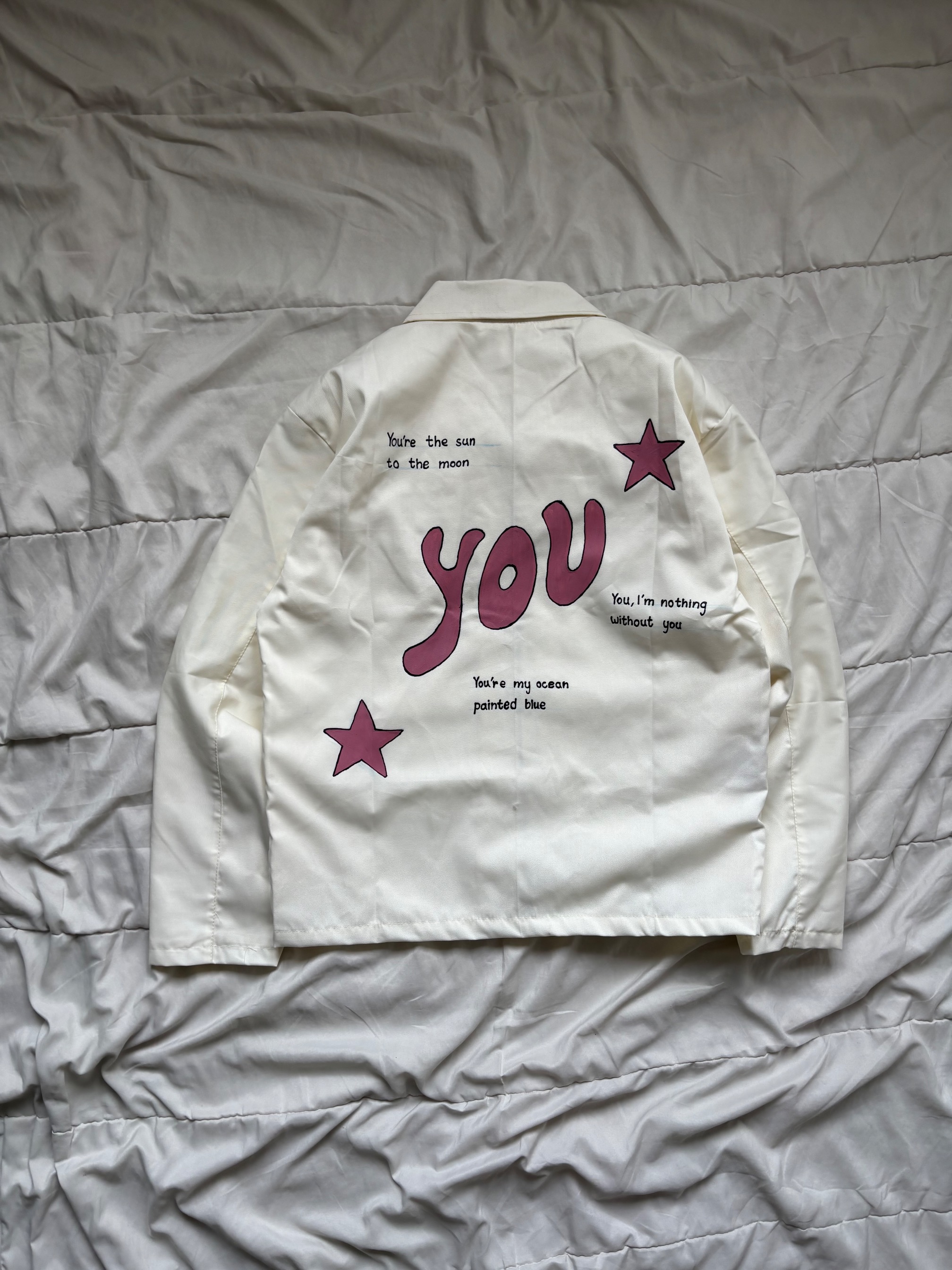 [Pre-Order] Custom Work Jacket White You Lany Pink - MyInk