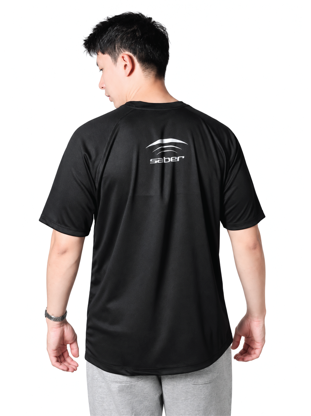 Saiber - Kaos Running Dry Fit Baju Olahraga Lari Pria Gym Pakaian Sport Lengan Pendek Pria